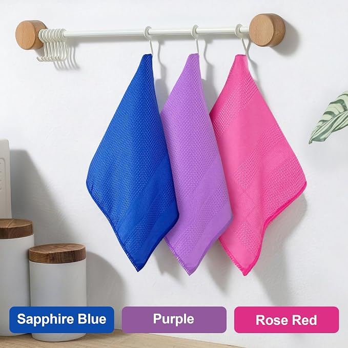 Microfiber Waffle Weave Cleaning Cloth,Highly Absorbent Kitchen Towels,Quick Drying Lint Free Dish Towels for Kitchen,6 Pack, Mixed Color, 15.7×15.7inch