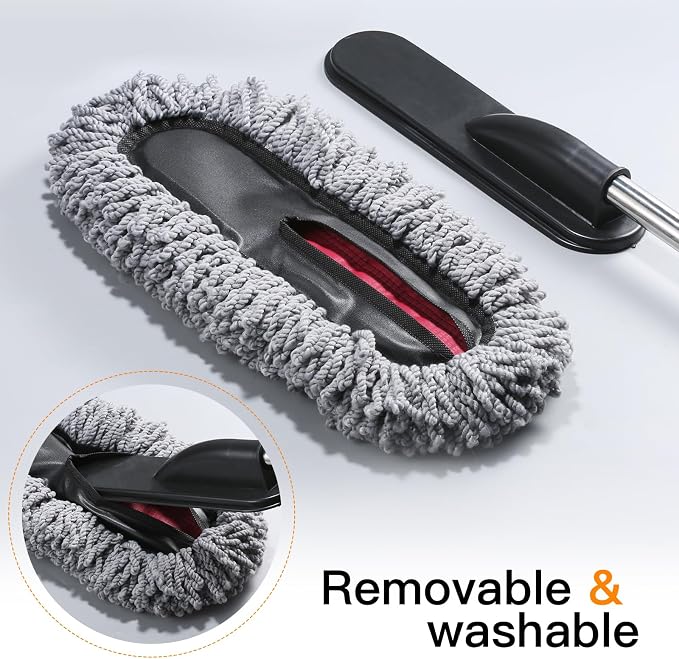 3 Pack Large Microfiber Car Duster Exterior Scratch Free with Extendable, Car Duster Interior Multipurpose dust Cleaning