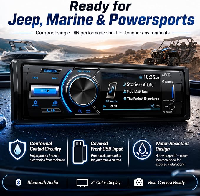 KD-X560BT - Digital Media Car & Marine Bluetooth Receiver iPhone/Android/USB/AUX Car Stereo with Rear Camera Input