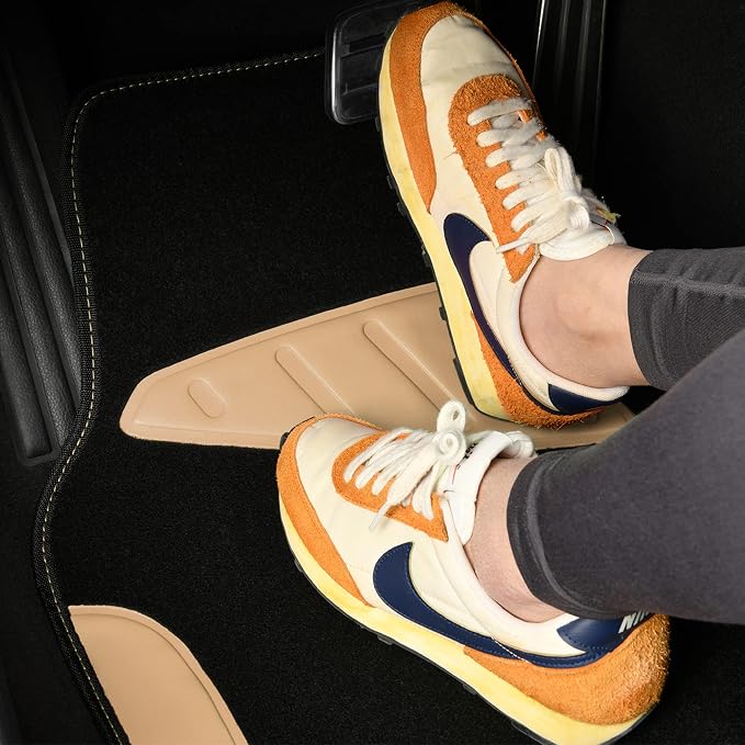 Waterproof Universal Fit Car Floor Mats, Car Mats Fit for SUV,Vans,sedans, Trucks,Set of 4pcs Car Carpet with Driver Heel Pad (Beige)