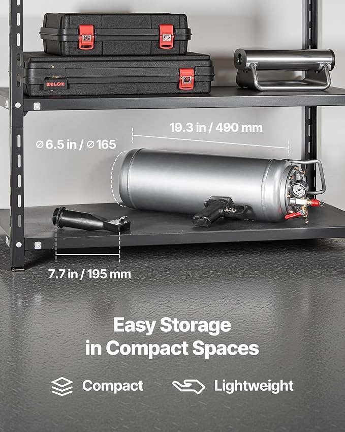Portable Tire Bead Seater, 2.6 Gal/10 L Air Bead Blaster, Handheld Tire Inflator Tool, 87-116 PSI Operating Pressure, Trigger Seating Inflator for Car, Compact SUV, Light Truck, E-Bike, RV, ATV