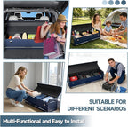 Car Trunk Organizer, Leather Trunk Organizer for Suv with Lid and Push-pull Handle Car Trunk Leather Storage Box Extra Large Cargo Storage (Blue, 41.3 x 11.4 x 12.2in)