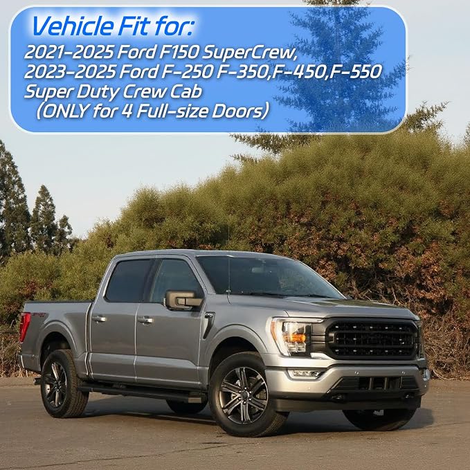 4 PCS in-Channel Rain Guards Fit for 2021 2022 2023 2024 2025 2026 Ford F150 SuperCrew, Side Window Wind Deflectors for 23-25 F250 F350 F450 F550 Crew Cab, Vent Window Visors Shade Shield