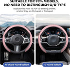 Frani Nappa Leather Steering Wheel Cover,Universal Fit 15 Inch-Premium Non-Slip Breathable Comfort Grip for Cars Trucks SUVs,Anti-Slip Durable Interior Upgrade Light Pink