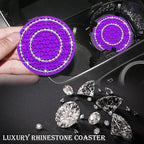 4PCS Bling Crystal Rhinestone Cup Holder Coaster, 2.75 inch Soft Silicone Anti-Slip Shockproof, Car Cup Holder Insert Coasters, Universal Car Interior Accessories for Women (Purple & White)
