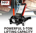 5-Ton (11000lbs) Low Profile Hydraulic Super Heavy-Duty Steel Floor Jack with Dual Pistons Quick Lift Pump, Home and Workshop Car Maintenance for Various Vehicles (Red, 5 Ton Low Profile)