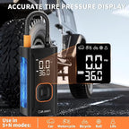Tire Inflator Portable Air Compressor, 150PSI Portable Air Compressor with Accurate Pressure Gauge E-Bike Inflation Cordless Air Pump for Bike Pump Car Motorcycle Ball