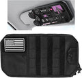 Molle Car Sun Visor Organizer, Multi-Pocket Zippered Visor Pouch with Tactical Panel & Glasses Clip, Sunshade Tactical Gear Storage Organizer for Trucks SUVs Patrol Cars