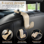 Car Purse Hook, Headrest Hook for Car, 4 Pack Universal Auto Car Seat Headrest Hook Hangers Organizer for Purse Coat Umbrellas Grocery Bags Handbag, Car Accessories - Carbon Fiber Beige