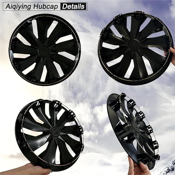 Hubcap Wheel Cover Replacement R14 Hub Caps Universal-Fit Steel Wheel Rim Cover ABS Material Exterior Accessories for Car Truck SUV -Set of 4（14-inch，Silver-Black）