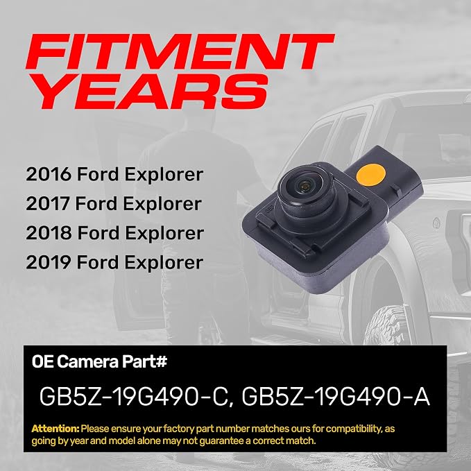 Replacement for Ford Explorer (2016-2019) Backup Camera OE Part # GB5Z-19G490-C, GB5Z-19G490-A