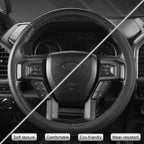 Customized Auto Car Steering Wheel Cover for Ford Escape,Explorer,Fusion,Focus,Bronco,Transit,Edge (Black- Standard Size)