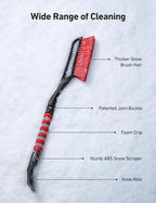 2 Pack 27" Snow Brush and Ice Scrapers for Car Windshield, Detachable Snow Scrapers with Ergonomic Foam Grip for Cars, Trucks, SUVs (Heavy Duty ABS, PVC Brush, Orange)