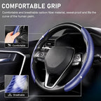 Steering Wheel Cover, Carbon Fiber Steering Wheel Cover for Men/Women, Anti-Slip, Comfortable Grip, Durable, Universal for 99% Car Interior Accessories (Dark Blue)