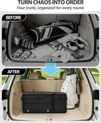 Golf Organizer for Car Trunk with Cooler, Anti-Sag Design, Ventilated Shoe Compartment, 2-Layer Storage Bag for Golf Accessories, Fits SUVs & Sedans - Black