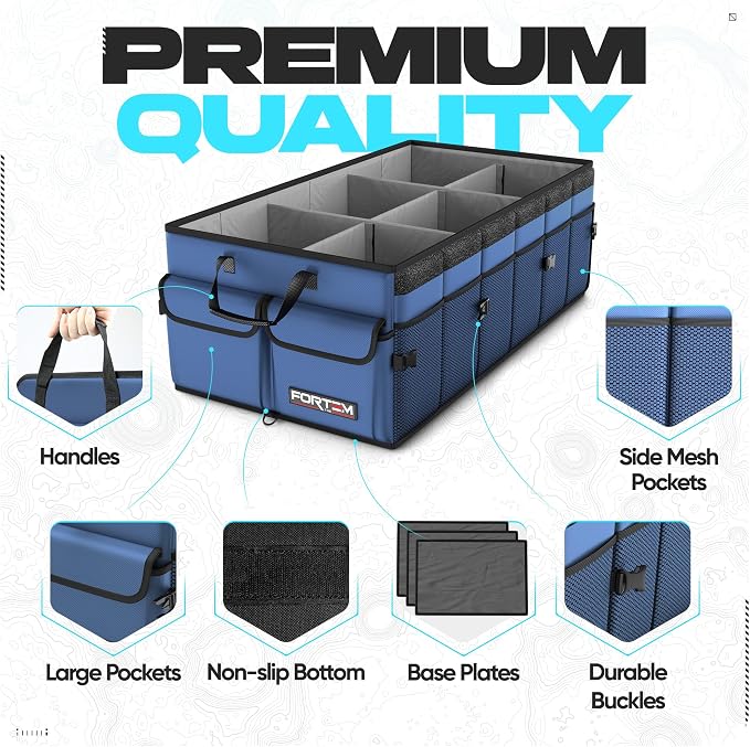 Trunk Organizer For SUV Car Trunk Organizer, Foldable Storage, Car Accessories for Women Men, Collapsible Bag, 600D Oxford, Non Slip Bottom, Straps, Soft Cover (85L)