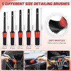 52PCS Car Detailing Kit Auto Cleaning Tools Wash Set with Storage Carry Bag Home Use for Interior Exterior Deep Clean Polish Car Care Windshield Dashboard Seat Air Vents Wheels Tires, Red