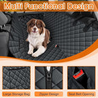 Waterproof Dog Car Seat Cover for Back Seat, Pet Hammock- S, Black | Durable waterproof hammock with nonslip design & storage pockets. Protects seats from scratches, fits cars, SUVs & trucks.