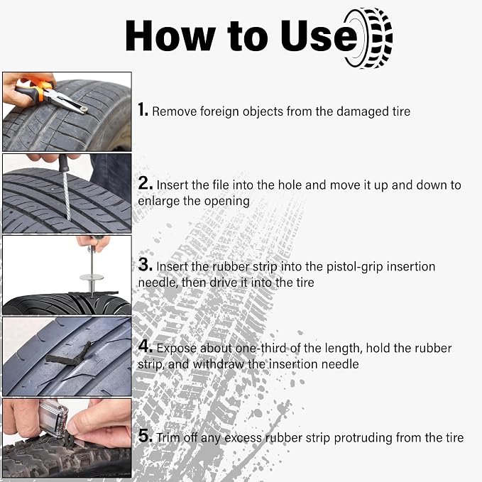 Sixzoo 30 PCS Tire Plugs Heavy Duty, 4" X 0.24" Tire Repair Plugs, Rubber Tires Plug, Tires Repair Strings for Tubeless Puncture Car, RV, SUV, ATV, Motorcycle, Truck,Tractor (Black)