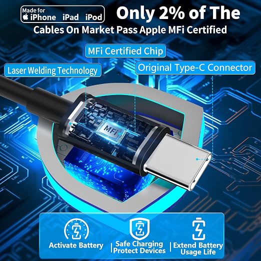 【MFi Certified】iPhone 17 Car Charger Fast Charging, 75W USB C PD&QC Car Power Cigarette Lighter USB Charger with 6FT Type C Coiled Cable for iPhone 17/17 Pro Max/16/15/Galaxy S26/S25/Pixel