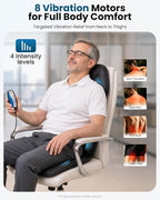 Back Massager with Heat, Vibration Massage Seat Cushion with 8 Massage Nodes & 5 Modes, Adjustable Chair Massager Pad for Home Office, Heated Chair Pad, Gifts for Women Men Mom Dad