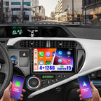 4+128G 9'' Android 15 Car Stereo for Toyota Prius C 2012-2014 | In-Cell Touchscreen, Wireless Carplay Android Auto, 5G WiFi Bluetooth Mirror Link, GPS SWC FM/RDS/EQ, Backup Cam+Mic