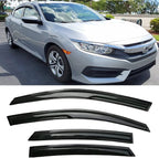 Window Visors Rain Guards Smoke Car Sun Shades Window Deflectors Vent for 2016-2021 Honda Civic 4 Door Sedan,Side Window Visor Deflectors EX EX-L LX Sport Touring Durable Vent Shades