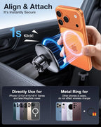 Car Phone Holder for Magsafe [Super Strong Magnets] Magnetic Phone Holders for Your Car, 360°Adjustable Air Vent Hands Free Cell Phone Mount Cradle (Matte Black, Regular)