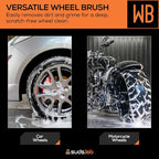 WB Premium Detailing Wheel Brush for All Vehicle Types – 17.7" Ultra-Soft and Scratch-Free Reusable Rim, Wheel, and Tire Brush for Deep Cleaning