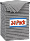 Microfiber Cleaning Cloth, Shop Towels Bulk, 24 Pack Grey Microfiber Towels for Cars, All-Purpose Absorbent Cleaning Rags, Dust Cloth for Automotive, Mechanic, Garage, Bar, 12 x 11 inch