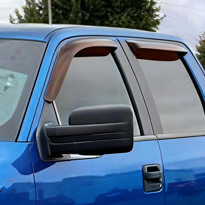 Window Visors Rain Guards for 2009-2014 Ford F-150 SuperCrew/Crew Cab | Window Deflectors, Vent Visor, Sun Shades, Window Shields, Truck Accessories, Dark Smoke