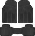 ProLiner Car Floor Mats for Cars Trucks SUV, 3-Piece All-Weather Heavy Duty Rubber Liners with Universal Trimmable Fit, Durable Waterproof Vehicle Auto Floor Mats with Capture Ridges Black