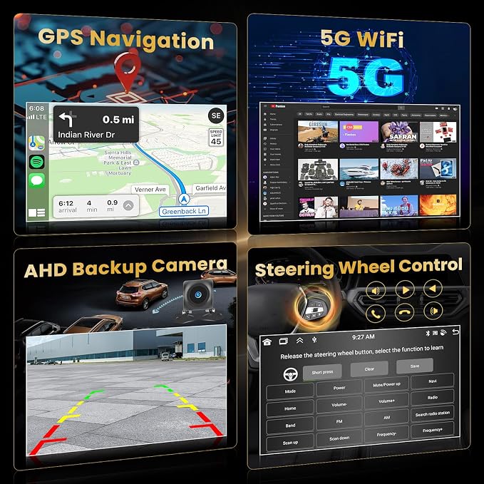 8 Core 4+64GB for Hyundai Elantra 2014-2016 Android 15 Car Stereo Wireless Apple Carplay, 9 Inch IPS Touchscreen Car Radio 59UI GPS Navigation WiFi 32EQ DSP Backup Camrea