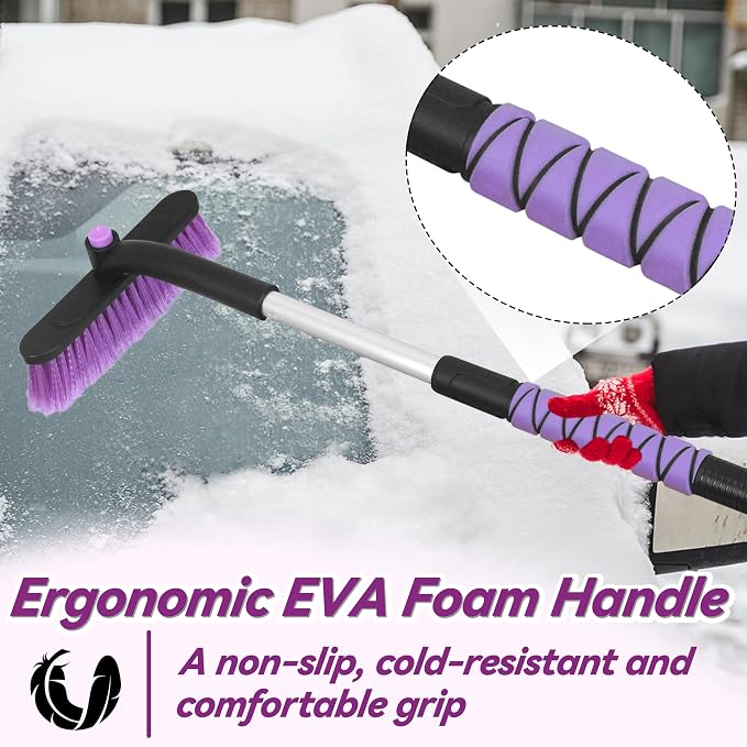 32" Snow Brush and Ice Scraper for Car Windshield, 2-in-1 Car Snow Brush and Ice Scraper, Extendable Snow Scraper with Brush, Snow Removal for Cars SUVs