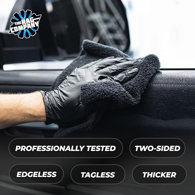 Creature Edgeless Auto Detailing Towels (10-Pack) Professional 70/30 Blend, Dual-Pile Plush Microfiber, Buffing & Polishing, 420gsm, 16in x 16in, Black