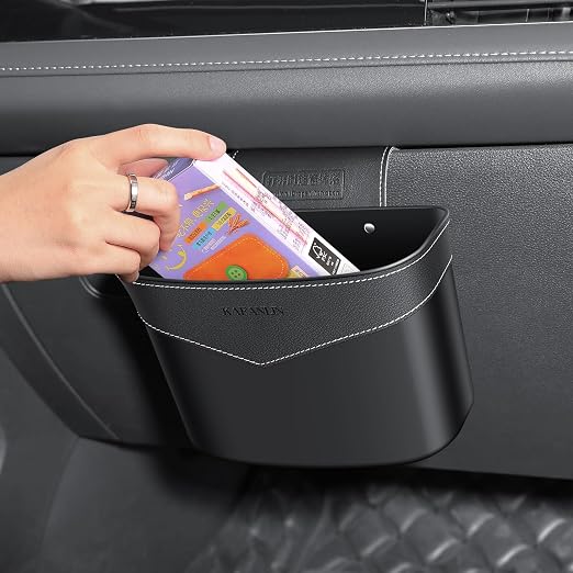 Car Trash Can Mini Trash Bin Garbage Organizer with Plastic Trash Bag Automotive Small Garbage Bin for Home Office Auto Vehicle Car Door Front Back Seat Storage Accessories Glovebox Trash Can