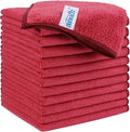 Red Microfiber Cleaning Cloth, 12 Pack Premium Microfiber Towels for Cars, Lint Free, Scratch-Free, Highly Absorbent, Reusable Cleaning Rags for Car, Household, Kitchen, Window, 11.5"X11.5"