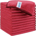 Red Microfiber Cleaning Cloth, 12 Pack Premium Microfiber Towels for Cars, Lint Free, Scratch-Free, Highly Absorbent, Reusable Cleaning Rags for Car, Household, Kitchen, Window, 11.5"X11.5"