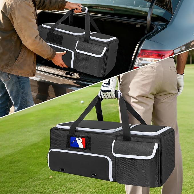 2 Layer Golf Trunk Organizer with Bottom Shoe Space, Golf Car Locker for Men & Women, Holds 2-3 Shoes, Balls, Tees, Cap, Gloves and Clothes (Patenting Design)