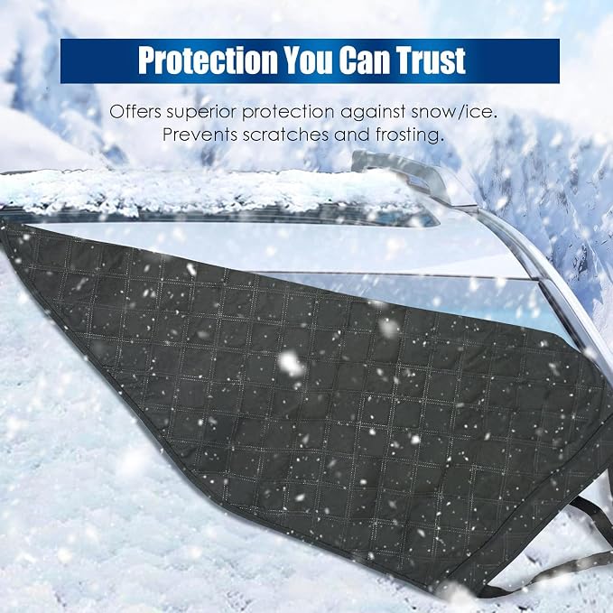 Rear Windshield Cover for SUVs, 4-Layer Protection Back Window Snow Covers Protector to Reduce Scraping, Winter Car Windshield Frost Cover for Ice and Snow with Secure Hooks for Snug Fit