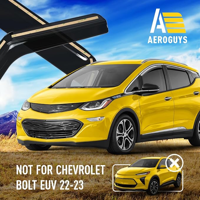 Extra Durable Window Deflectors in-Channel Window Visors Rain Guards Fit for Chevrolet (Chevy) Bolt EV 2017-2023, Sun Visors, Wind Vent for Shades, Exterior Car Accessories - 4pcs. AG0754