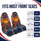 Car Seat Towel Cover 2 Pack for Front Seats, Sweat Absorbent Car Seat Protector with Non-Slip Backing, Waterproof Towel Car Seat Covers for Runners, Gym, Swimming, Beach, Desert Road Sunset