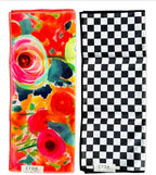 crae. Double Sided Microfiber Hand Towels, 17x27 Inches Waffle Design Kitchen Towels Set, Durable & Soft Fast Drying Hand Wash Cloth and Dishcloth Perfect for Everyday (Pia & Fonnie - Black/Pink)