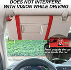 Car Sun Visor Organizer with Multi-Pocket Net Zipper, Truck Visor Organizer Storage Pouch Holder for Cards, Pens, Sunglasses, CD Holder - Red