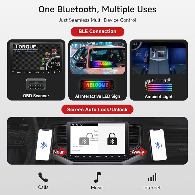 A5L 9 Inch Double-DIN Android Car Stereo Wireless CarPlay Android Auto, Wi-Fi/USB Tethering, GPS Navigation, AI-Powered Car Radio, 24EQ, Mirror Link, HD LRV, Backup Camera, OTA Upgrade