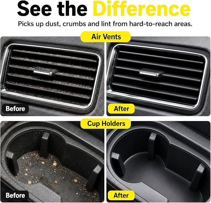 Car Cleaning Gel, Reusable Cleaning Putty for Vents & Gaps, 160g | For air vents, dashboard gaps, cup holders and console buttons; picks up dry dust, crumbs and lint. No water needed.
