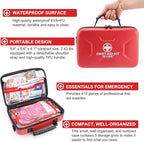 410 Piece Waterproof Hard Shell First Aid Kit for Home, Car, Travel, Camping, Truck, Hiking, Sports, Office, Vehicle & Outdoor Emergencies - Emergency Medical Kits (Red)