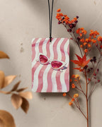 Pink Coastal Beach Car Air Freshener 4 Pcs Coconut Scented, Preppy Palm Tree Sunglasses Car Accessories Mirror Decor for Women, Girly Beachy Hanging Air Freshener for Cars Closet Drawer Books