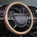Wood Grain 14.5-15 inch Microfiber Leather Steering Wheel Cover, Anti-Slip Veins Design Steering Wheel Universal Fit for Most Cars, Sedans, SUV， Beige