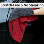 2 Pack Car Drying Towel, Premium Microfiber Towels for Cars, 1000GSM, Edgeless Twisted Loop Design, No Streaks, Scratches, or Water Spot, Absorbent Wash Towel, 18" x 24" (Red&Grey)